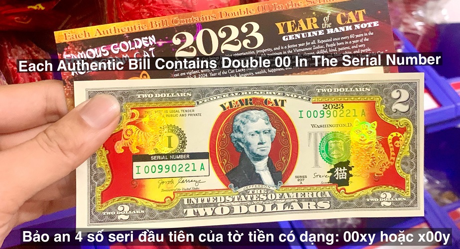 Tiền 2 USD Hình Mèo